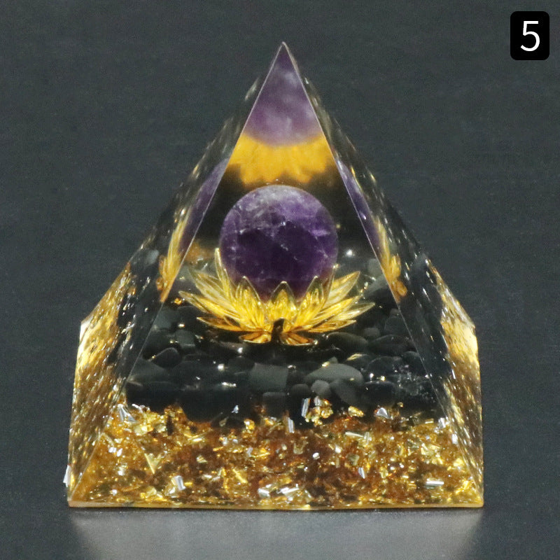 6CM Natural Crystal Ball Pyramid Ornament