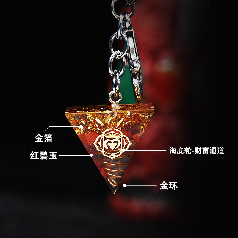 Natural crystal pyramid keychain